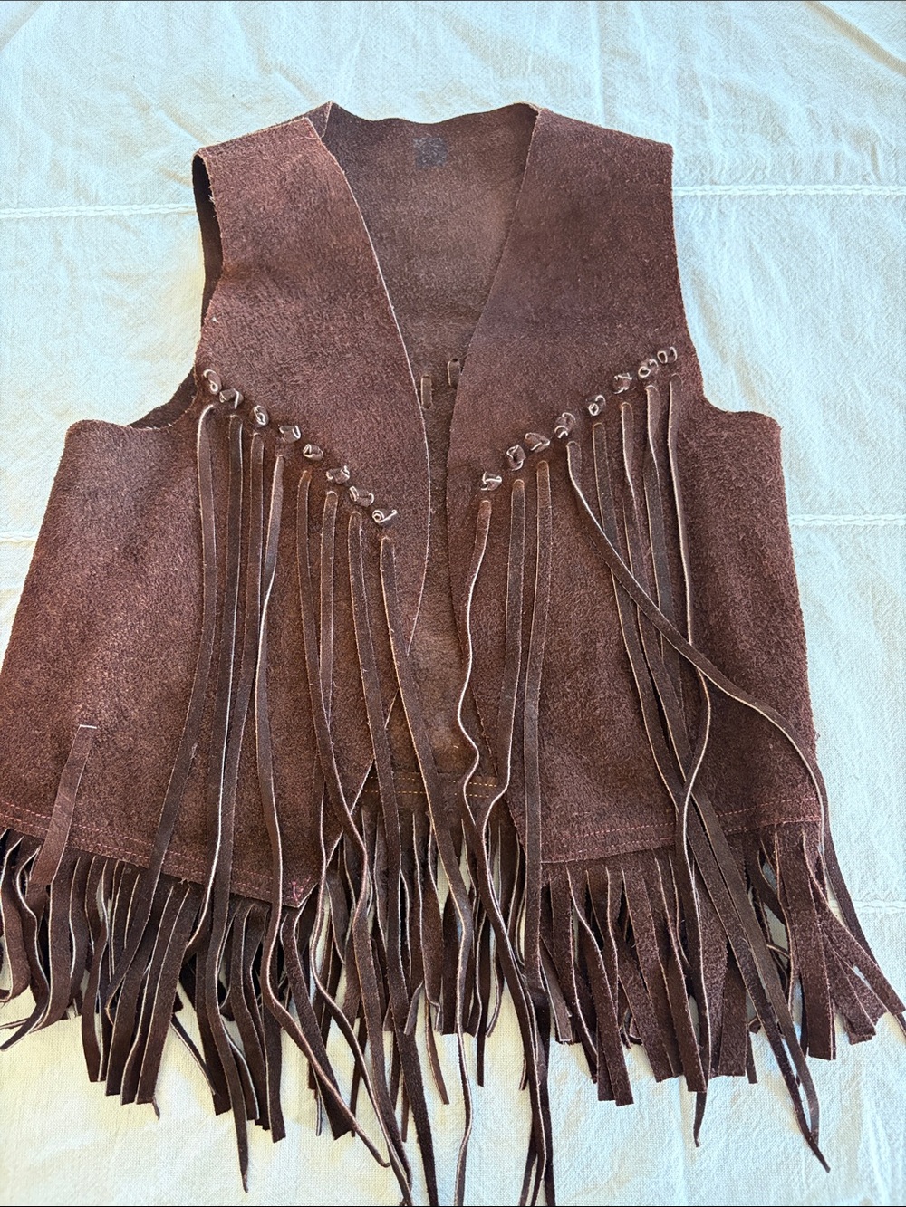 Brown Fringe Suede Kids Vest